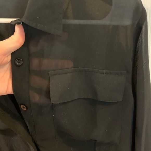 Long Sleeve Sheer Button Down - Picture 4 of 8